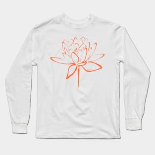 Orange Lotus Calligraphy Long Sleeve T-Shirt